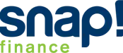 Logo with the word snap! in large dark blue letters above the word finance in smaller light green letters, all on a light background.